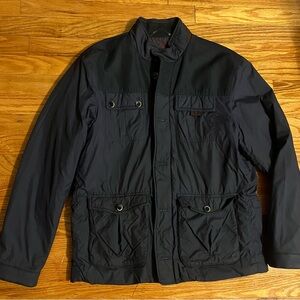 Untuckit Rodier Lightweight Navy Blue Nylon Jacket Coat Full Zip